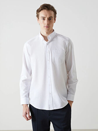 LCWAIKIKI Classic BEYAZ Regular Fit Uzun Kollu Oxford Erkek Gömlek