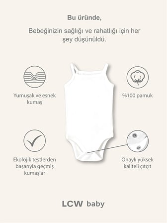 LCW baby Ekru Organik Kumaş Kız Bebek Çıtçıtlı Bodysuit 3'lü