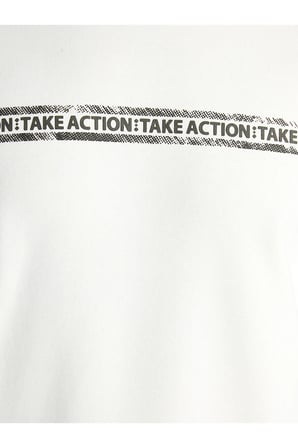 Lcwk Bisiklet Yaka Uzun Kollu Baskılı Erkek Kalın Sweatshirt