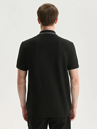 LC WAIKIKI Siyah Polo Yaka Erkek Dokulu Tişört