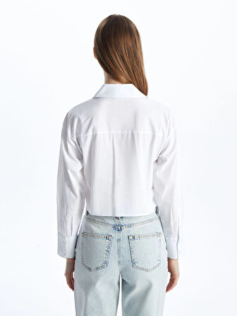 XSIDE BEYAZ Crop Poplin Kadın Gömlek
