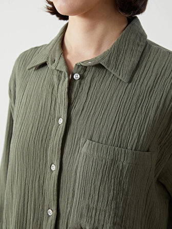 LCW Vision Haki Loose Fit Kadın Gömlek