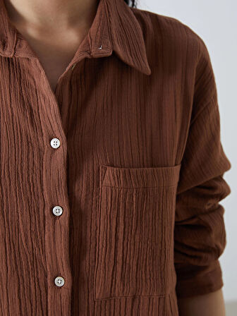 LCW Vision Kahverengi Dokulu Kadın Gömlek