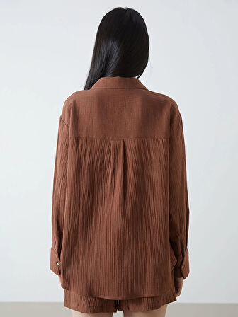 LCW Vision Kahverengi Dokulu Kadın Gömlek