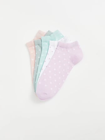 LCW Kids Lila Puantiyeli Kız Çocuk Patik Çorap 5'li