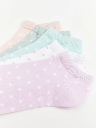 LCW Kids Lila Puantiyeli Kız Çocuk Patik Çorap 5'li