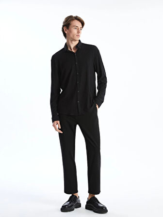 LCW Vision SİYAH Regular Fit Uzun Kollu Erkek Gömlek
