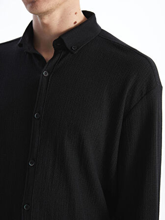 LCW Vision SİYAH Regular Fit Uzun Kollu Erkek Gömlek