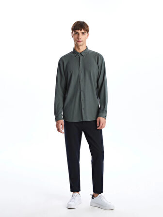 LCW Vision PETROL Regular Fit Uzun Kollu Erkek Gömlek