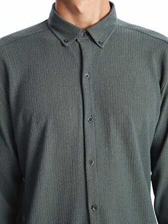 LCW Vision PETROL Regular Fit Uzun Kollu Erkek Gömlek