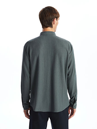 LCW Vision PETROL Regular Fit Uzun Kollu Erkek Gömlek