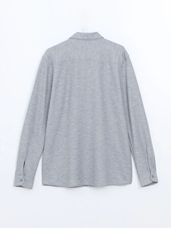 LCW Vision GRİ Slim Fit Uzun Kollu Erkek Dokulu Gömlek