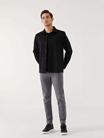 SOUTHBLUE Siyah Regular Fit Uzun Kollu Erkek Gömlek Ceket