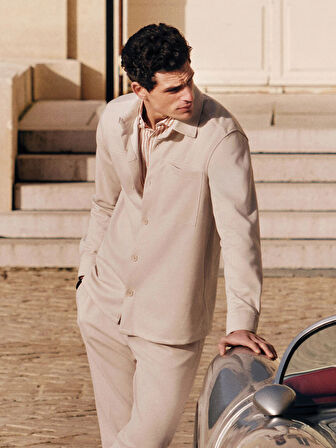 SOUTHBLUE Bej Regular Fit Uzun Kollu Erkek Gömlek Ceket