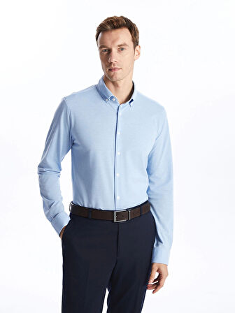 LCW Vision Mavi Slim Fit Uzun Kollu Oxford Erkek Gömlek