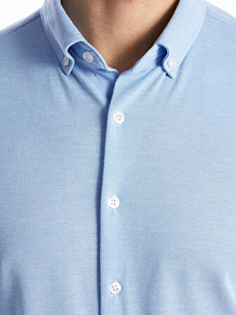 LCW Vision Mavi Slim Fit Uzun Kollu Oxford Erkek Gömlek