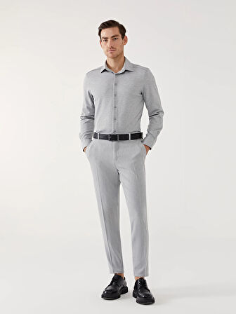 LCW Vision Gri Slim Fit Uzun Kollu Erkek Gömlek