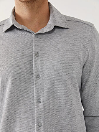 LCW Vision Gri Slim Fit Uzun Kollu Erkek Gömlek
