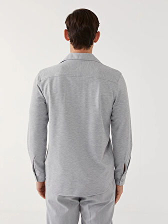 LCW Vision Gri Slim Fit Uzun Kollu Erkek Gömlek