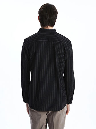 SOUTHBLUE Siyah Slim Fit Uzun Kollu Çizgili Erkek Gömlek