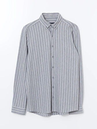 SOUTHBLUE Gri Slim Fit Uzun Kollu Çizgili Erkek Gömlek