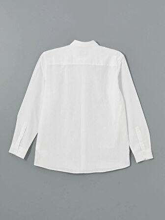 LCW Vision Beyaz Slim Fit Uzun Kollu Keten Karışımlı Erkek Gömlek