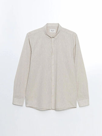 LCW Vision Bej Regular Fit Uzun Kollu Keten Karışımlı Erkek Gömlek