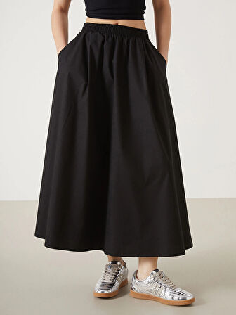 XSIDE SİYAH Beli Lastikli Kadın Etek