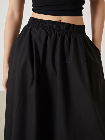 XSIDE SİYAH Beli Lastikli Kadın Etek