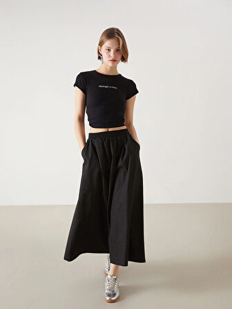 XSIDE SİYAH Beli Lastikli Kadın Etek