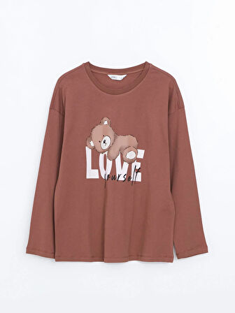 Bisiklet Yaka Baskılı Kadın Pijama Takımı_W4G489Z8-H1K_8684681405297_S