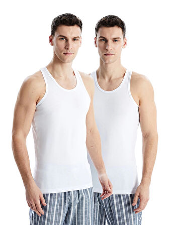 LC WAIKIKI Beyaz U Yaka Penye Erkek Atlet 2'li