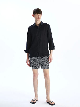 XSIDE Beyaz Kısa Boy Desenli Erkek Deniz Şortu