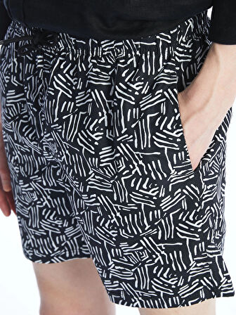 XSIDE Beyaz Kısa Boy Desenli Erkek Deniz Şortu