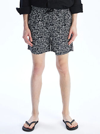 XSIDE Beyaz Kısa Boy Desenli Erkek Deniz Şortu