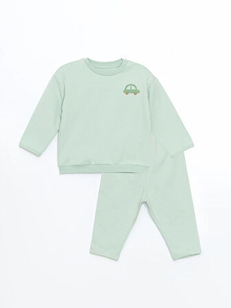 Bisiklet Yaka Baskılı Erkek Bebek Sweatshirt ve Eşofman Alt 2'li_W4KM10Z1-SRB_8684681447969_1-3 Ay