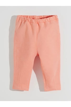 LCW Kids Mercan Bisiklet Yaka Çiçekli Kız Çocuk Sweatshirt ve Eşofman Alt 2'li