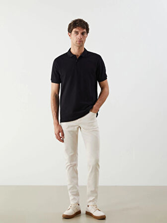 LCWAIKIKI Classic Siyah Polo Yaka Kısa Kollu Pike Erkek Tişört