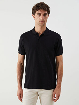 LCWAIKIKI Classic Siyah Polo Yaka Kısa Kollu Pike Erkek Tişört