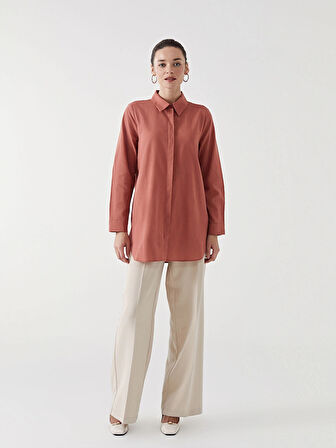 LCW Modest Kahverengi Regular Fit Kadın Gömlek Tunik