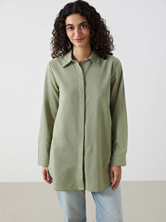 LCW Modest Yeşil Regular Fit Kadın Gömlek Tunik