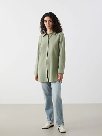 LCW Modest Yeşil Regular Fit Kadın Gömlek Tunik