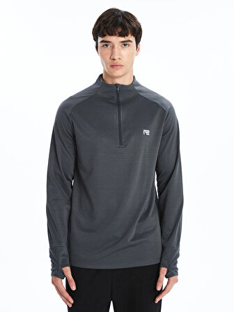 XSIDE ACTIVE GRİ Dik Yaka Uzun Kollu Erkek Spor Tişört