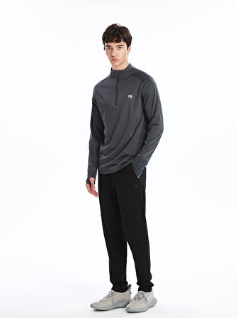 XSIDE ACTIVE GRİ Dik Yaka Uzun Kollu Erkek Spor Tişört