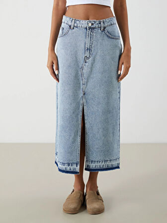 XSIDE Mavi Dar Fit Kadın Jean Etek