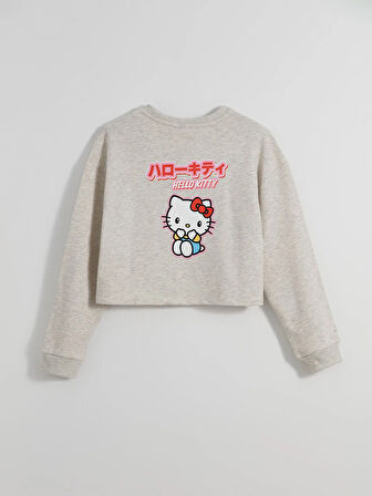 Bisiklet Yaka Hello Kitty Baskılı Kız Çocuk Crop Sweatshirt_S50716Z4-CT3_8684681505720_7-8 Yaş