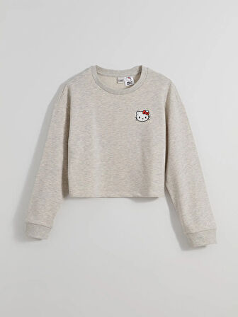 Bisiklet Yaka Hello Kitty Baskılı Kız Çocuk Crop Sweatshirt_S50716Z4-CT3_8684681505720_7-8 Yaş