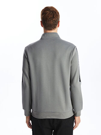 LCWAIKIKI Basic Gri Dik Yaka Erkek Sweatshirt