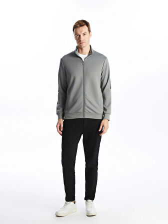 LCWAIKIKI Basic Gri Dik Yaka Erkek Sweatshirt