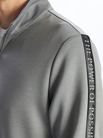 LCWAIKIKI Basic Gri Dik Yaka Erkek Sweatshirt